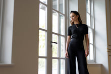 Load image into Gallery viewer, 'ERIN' - Knitted Black Crochet Black Tee - CTJ006