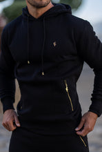 Load image into Gallery viewer, Father Sons Black & Gold Overhead Hoodie Top with Zipped Pockets - FSH472