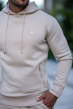 Load image into Gallery viewer, Father Sons Beige & Gold Overhead Hoodie Top with Zipped Pockets - FSH483