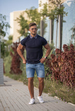 Load image into Gallery viewer, Father Sons Classic Navy Honeycomb Textured Polo Shirt with Contrast Collar Short Sleeve  - FSH424
